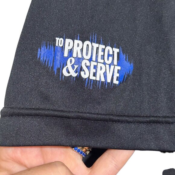 Men’s Black Police Flag T-Shirt – XL Short Sleeve Polyester Graphic Tee - Picture 5 of 7